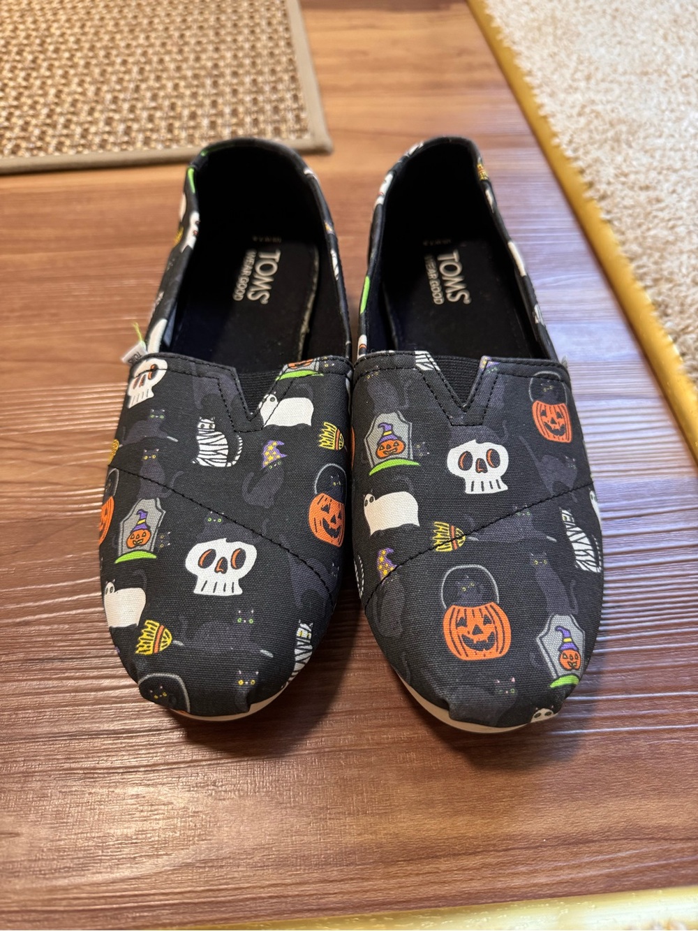 Toms Black Halloween Print Slip-On Shoes